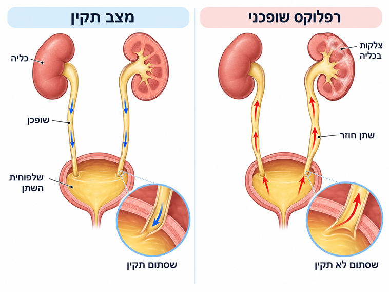 איור המחשה על מצב רפלוקס שופכני